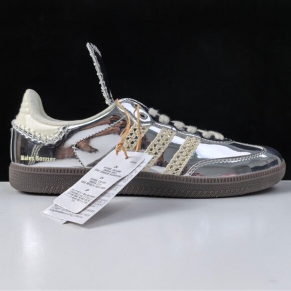 adidas White and Green Striped Sneakers - Picture 2 of 5